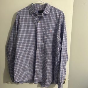 Men’s Polo Ralph Lauren blue and pink plaid dress shirt